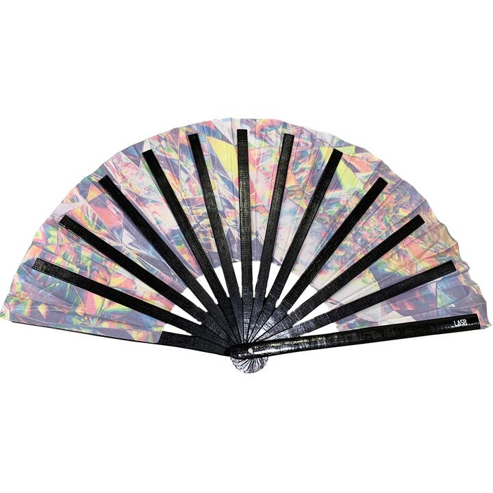 LASR - Wholesale Handheld Folding Fan - Kaleidoscope Shock Rave Fan3
