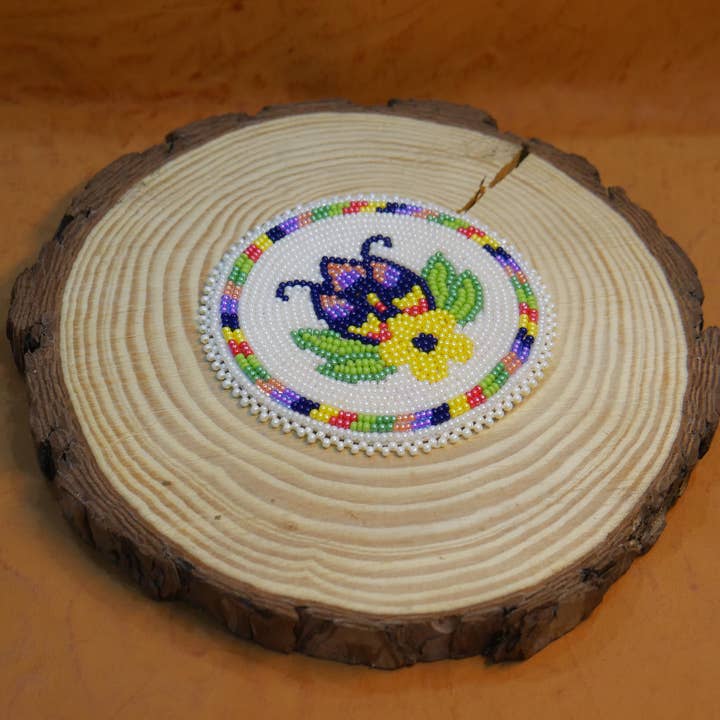 Handmade Native American Beaded Rosette Patch Applique for wholesale by KANGURAH