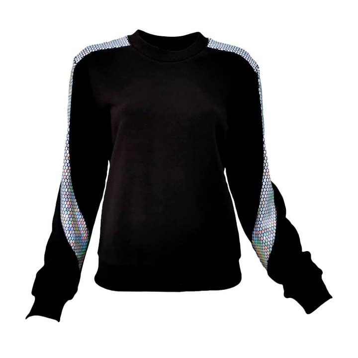 Sweat-shirt avec détail pailleté hologramme nid d'abeille argenté pour la vente par Lalipop Design