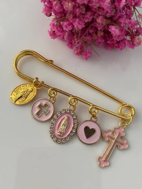 Miss DJ Angel - Wholesale Brooch - Ex-voto brooch, cross brooch and religious medal, rose cross brooch, cross gift for mom, rose cross ceremony gift, kawaii cross.0