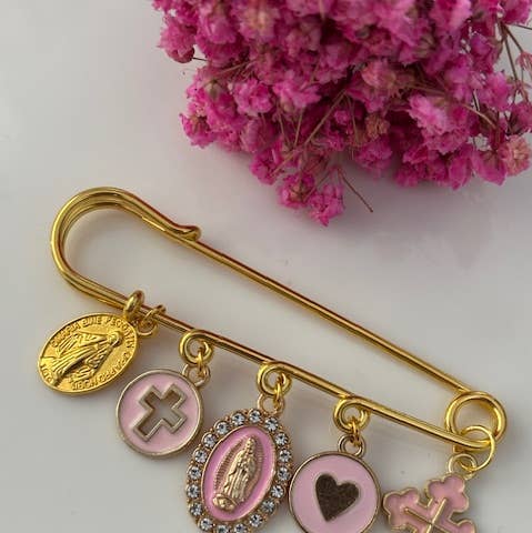 Miss DJ Angel - Wholesale Brooch - Ex-voto brooch, cross brooch and religious medal, rose cross brooch, cross gift for mom, rose cross ceremony gift, kawaii cross.0