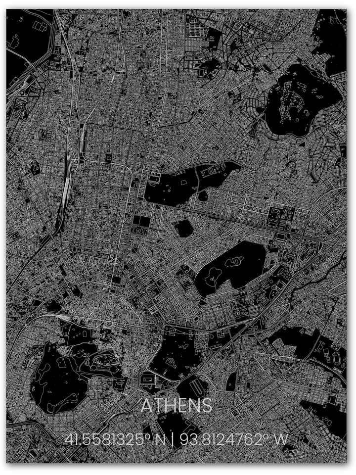 Citymap Athens | Aluminum wall decoration for wholesale by Brandthout.
