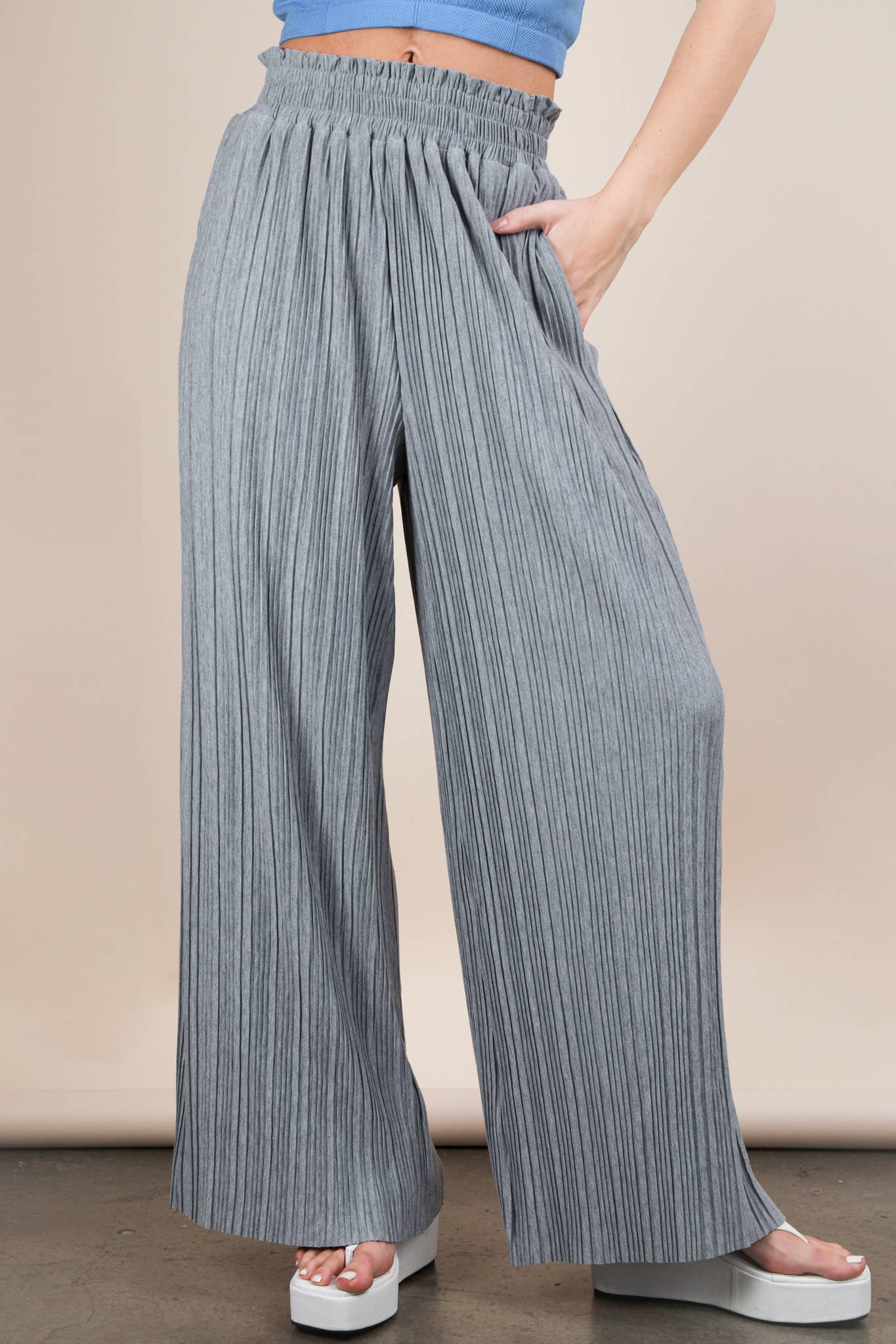 VERY J - Wholesale Pants - Women's - NP70826-Leopard Print & Solid Wide Leg Pleated Pants17