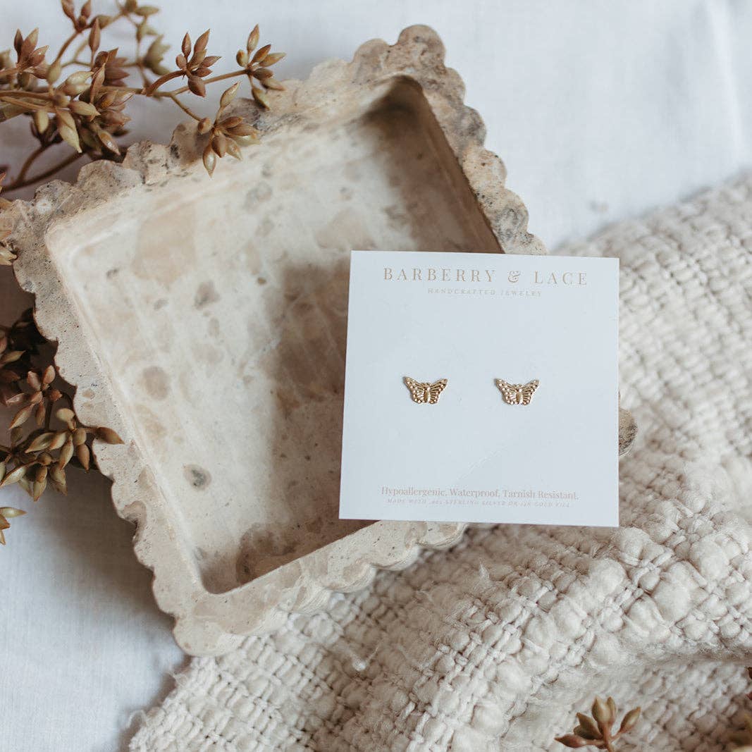 Barberry & Lace Handmade Jewelry - Wholesale Stud/Post Earrings - Butterfly Stud Earrings3