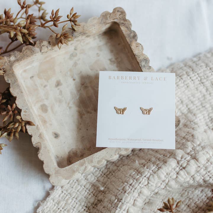 Barberry & Lace Handmade Jewelry - Wholesale Stud/Post Earrings - Butterfly Stud Earrings3