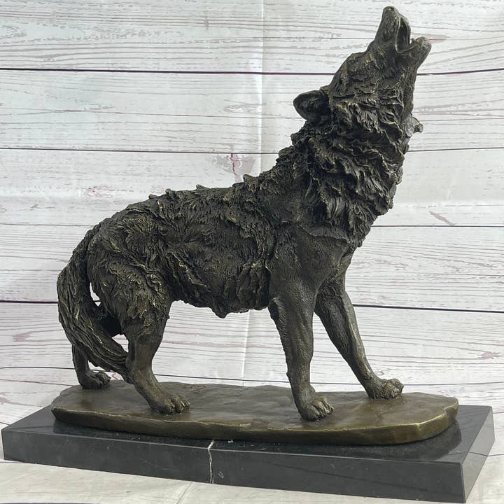 Bronzhaus – wholesale Skulptur – Extra stora vilda djur liv varg hund brons skulptur varm gjuten marmor statyett