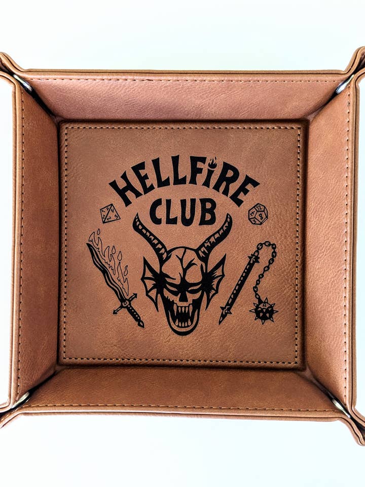 Hellfire Club - D&D - Vegan Leather Dice Rolling Tray for wholesale by Emberglow Gaming