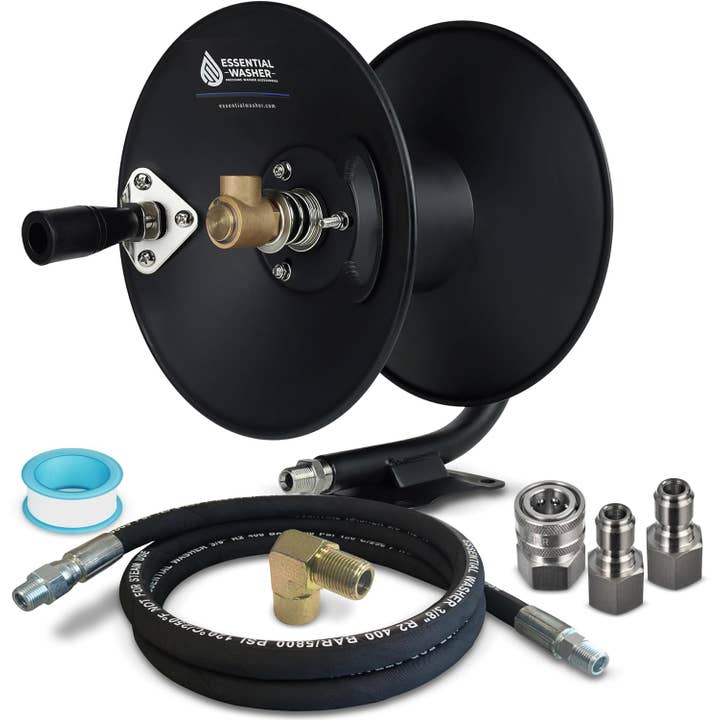 50' FT Pressure Washer Hose Reel Kit | 6 FT Whip Line for wholesale by Essential Washer