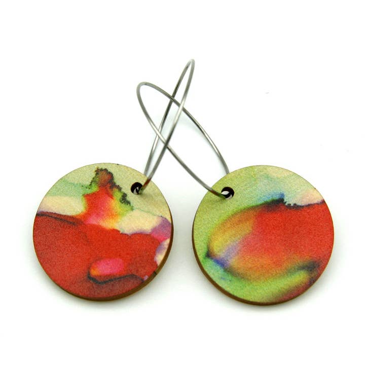 Runde 25 Freude Holzohrringe für den Großhandel von Solart