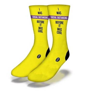 Meias engraçadas de quarentena de coronavírus de distanciamento social (amarelo por atacado de Savvy Sox