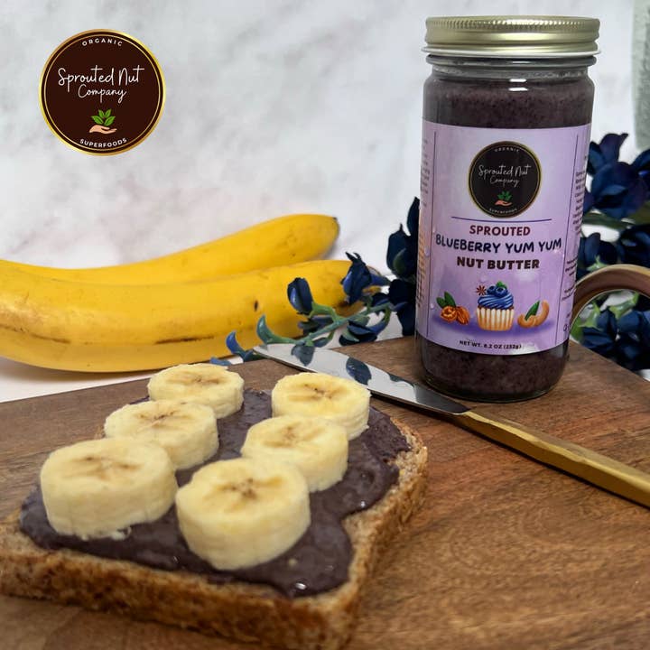 Sprouted Nut Company - Vente Beurres de noix - Beurre de noix de cajou et de noix aux myrtilles - Germé - Biologique1