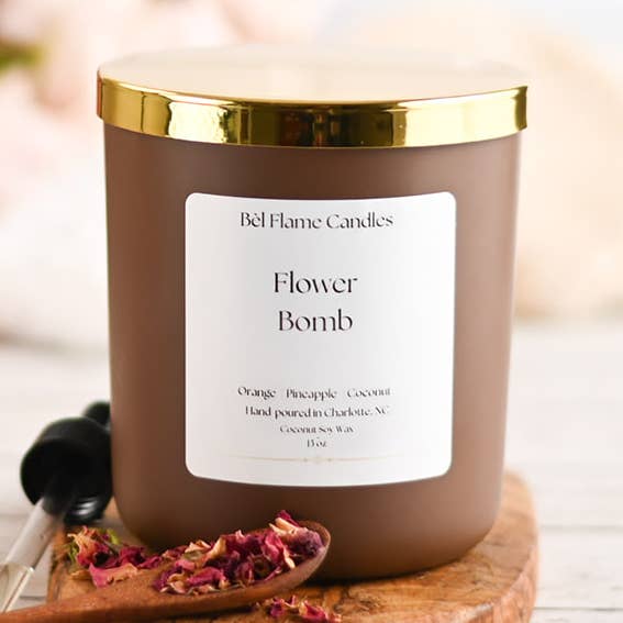 Flower Bomb 13 oz Coconut Soy Candle for wholesale by Bèl Flame Candles