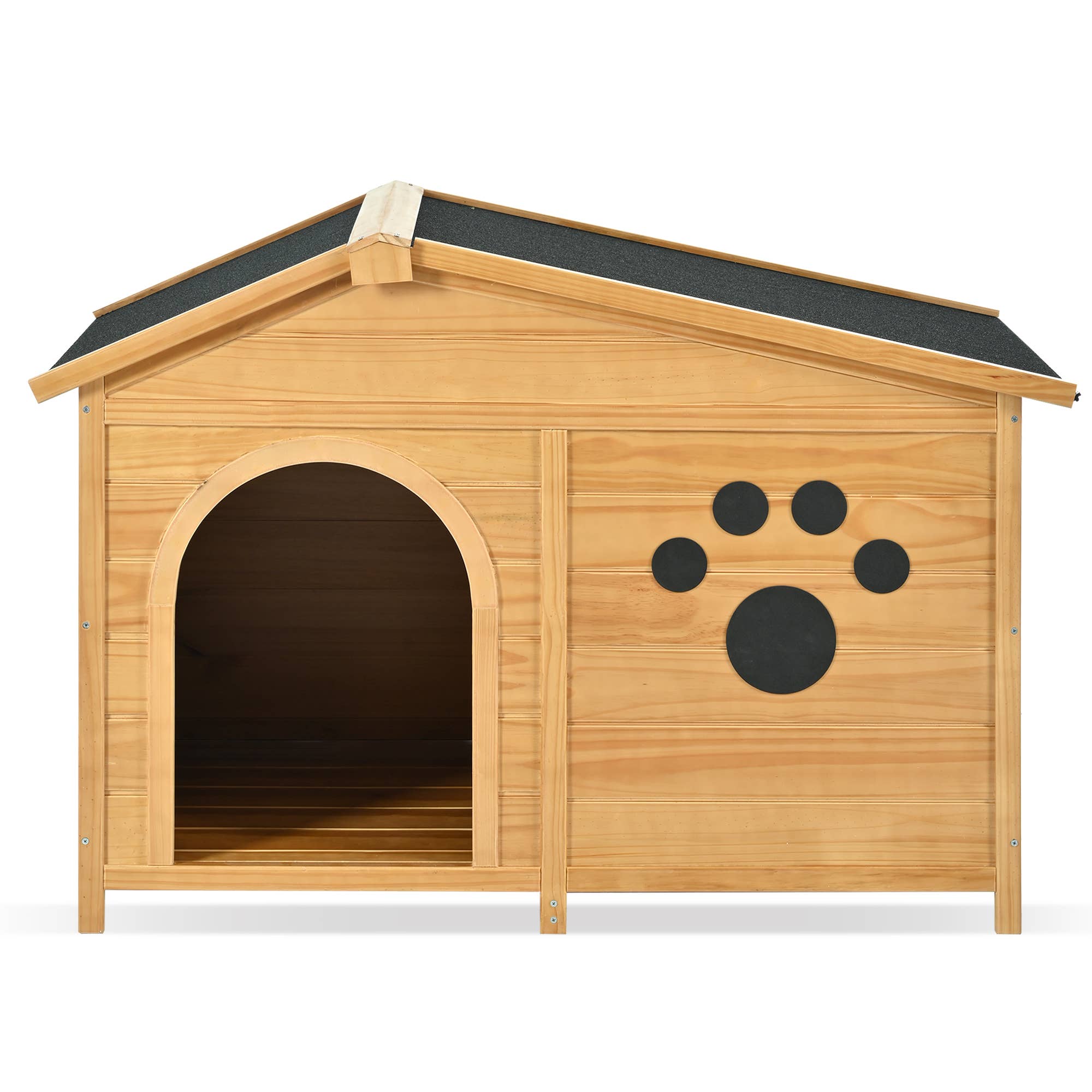 Natural Wooden Dog House with Porch, Water-Resistant Roof & Fencing for wholesale on Faire11