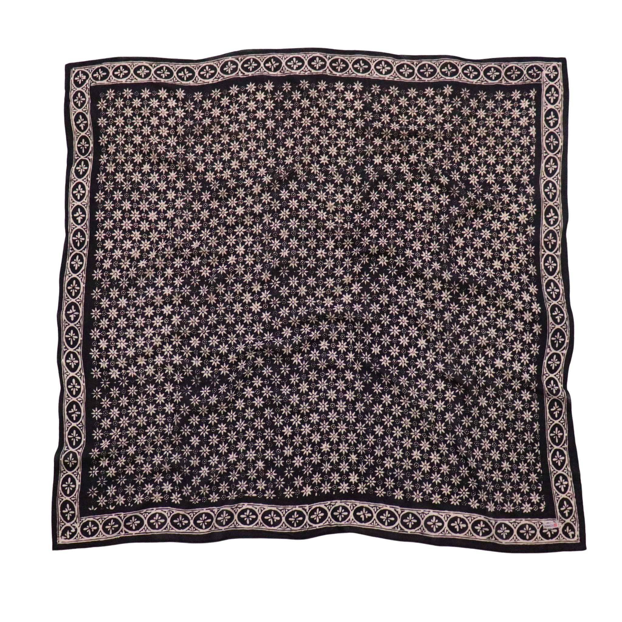 Kasih Co-op – wholesale Bandana – Women's – Large 39" Hand Dyed Batik Bandana, 100% Soft Cotton, Black Mirage3