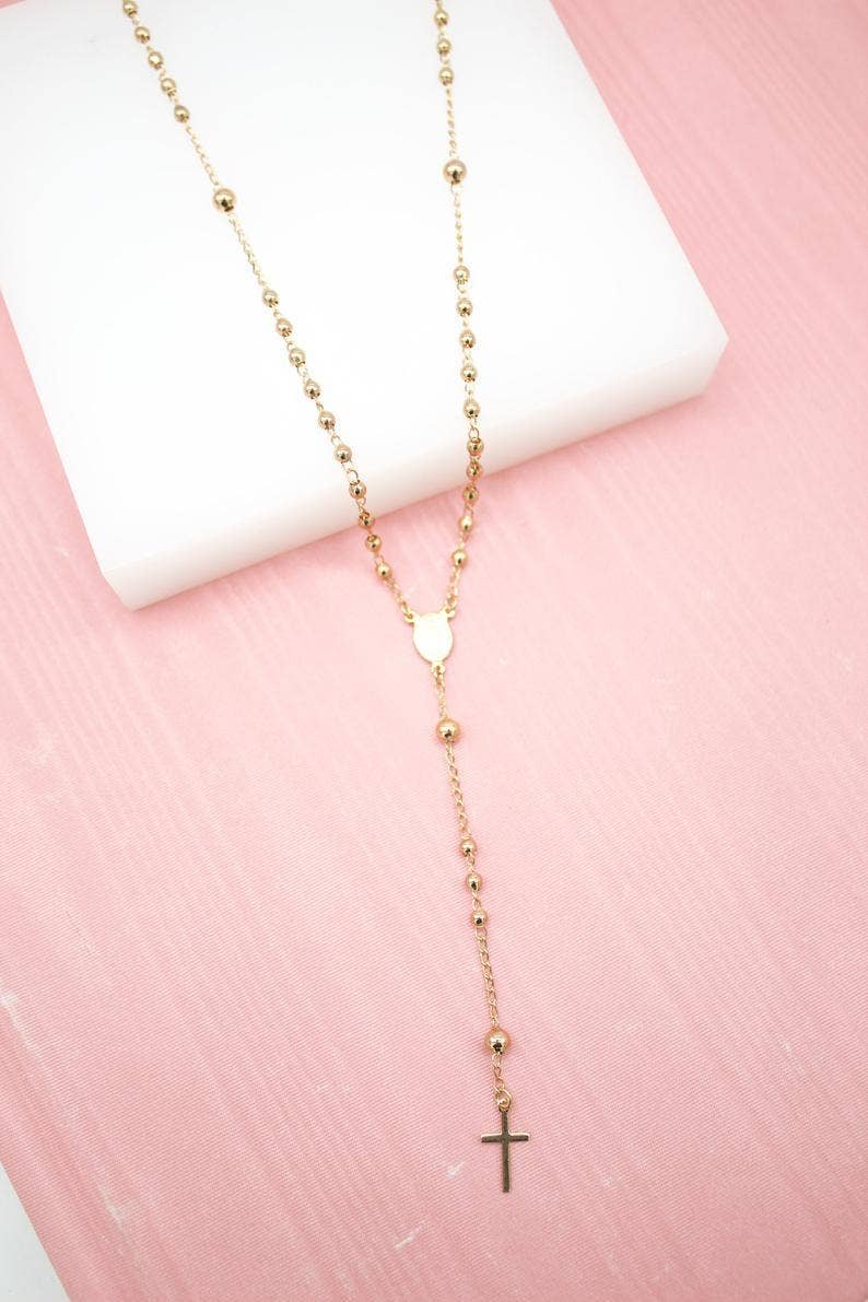 MIA Jewelry - Wholesale Prayer Beads Necklace - 18K Rose Gold Filled Catholic Gold Bead Rosary (F32)0