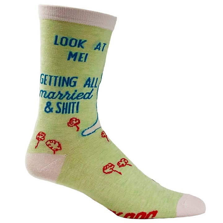 Green Women's Look At Me Getting All Married Socks Wedding Favor for wholesale on Faire