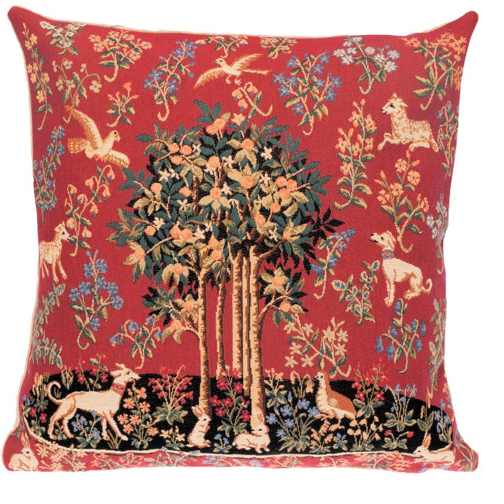 Funda de cojín decorativa Árbol de la vida | Funda de cojín roja para venta al por mayor de yapatkwa - art of the loom