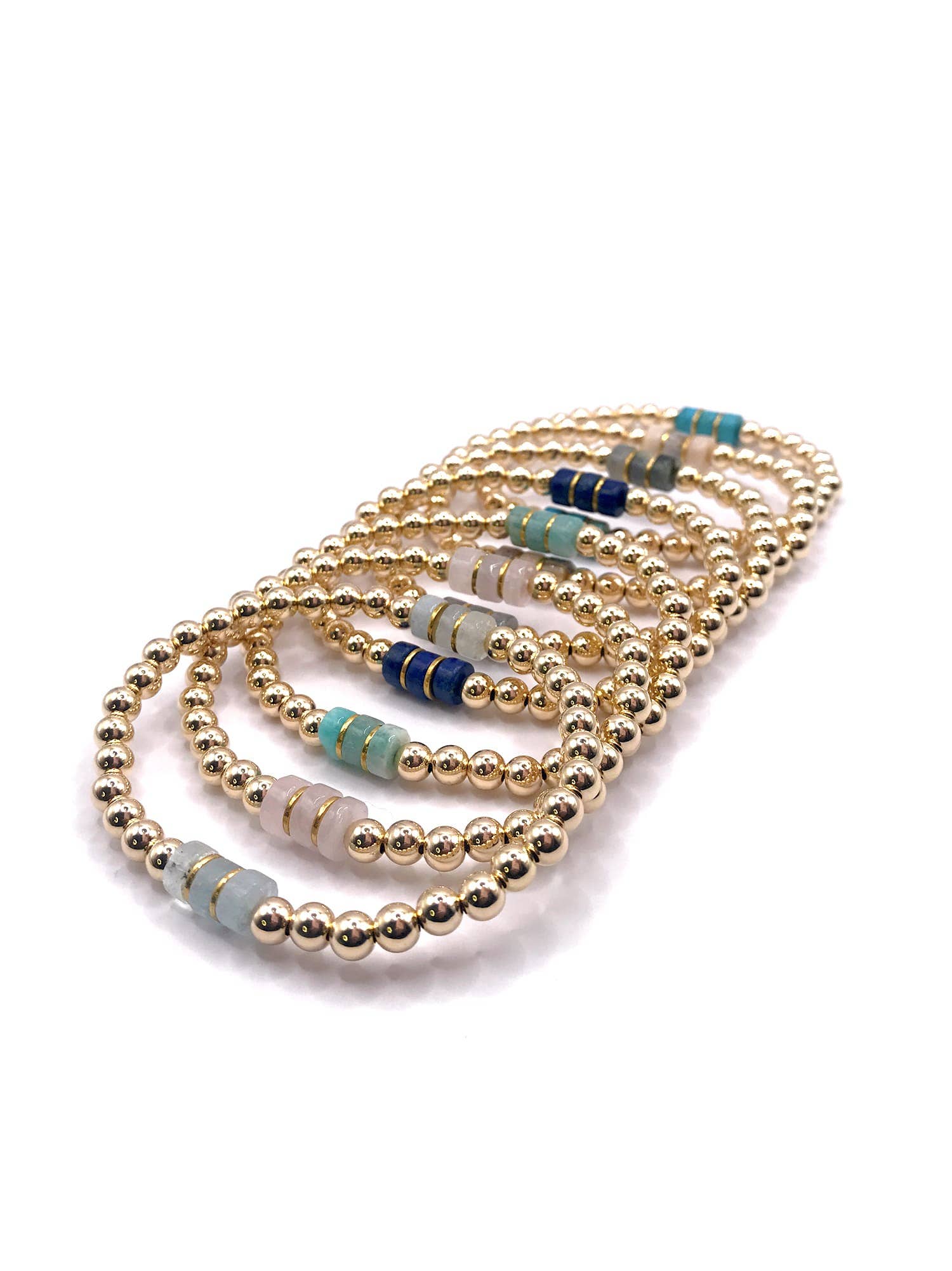 Kaylie Dawn Jewelry - Wholesale Beaded Bracelet - Gemini Handmade Gold Filled Stretchy Bracelet, Heishi Beads12