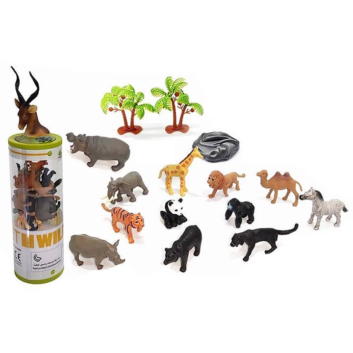 Wild Animal 3" Figurines Tube with Antelope Head Topper for wholesale by Texas Toy Distribution