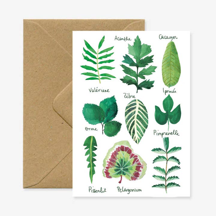 A6 double card "Leaves" for wholesale by Marina Vandel