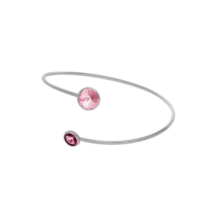 Basic crystal bracelet 7 and 9 in rhodium-plated silver for wholesale by Victoria Cruz