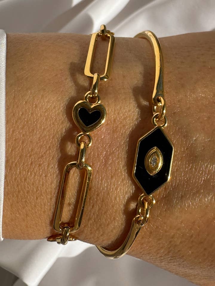 Braccialetto d'Oro Delicato, Braccialetto con Occhio di Allah, Braccialetto con Cuore per la vendita all'ingrosso da parte di Christina Christi
