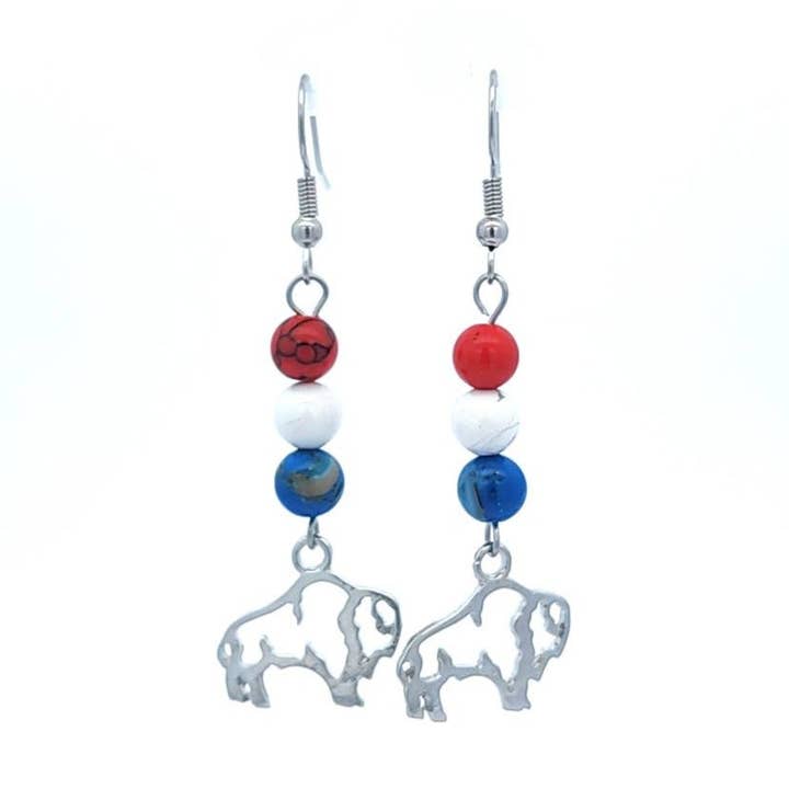 Triple RWB Buffalo Fan Earrings for wholesale by The Pearl & Stone