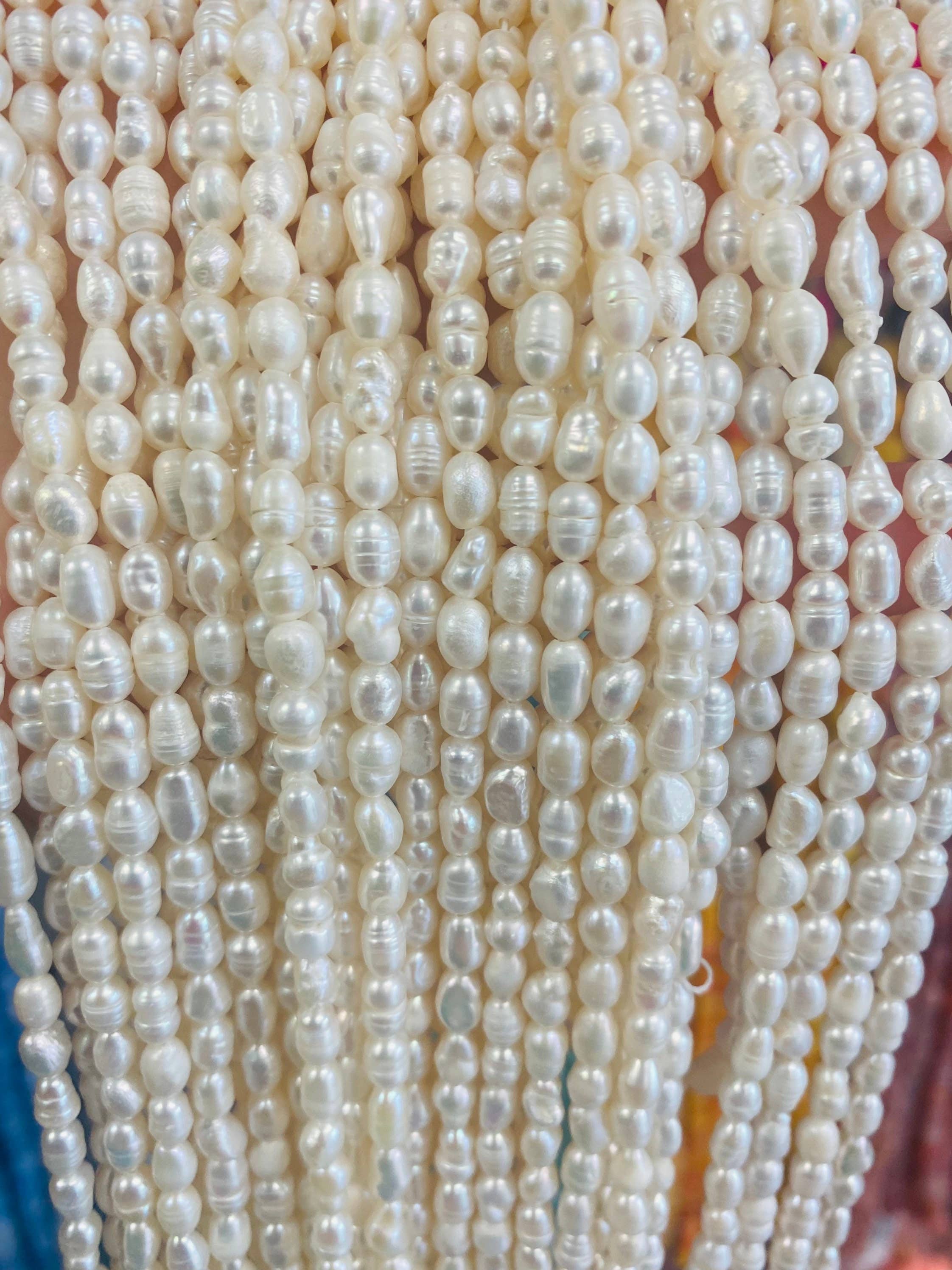 The Bead Bazaar - Vente Perle - Perles d'eau douce 5X6 en forme de riz, vente en gros de perles, PE7