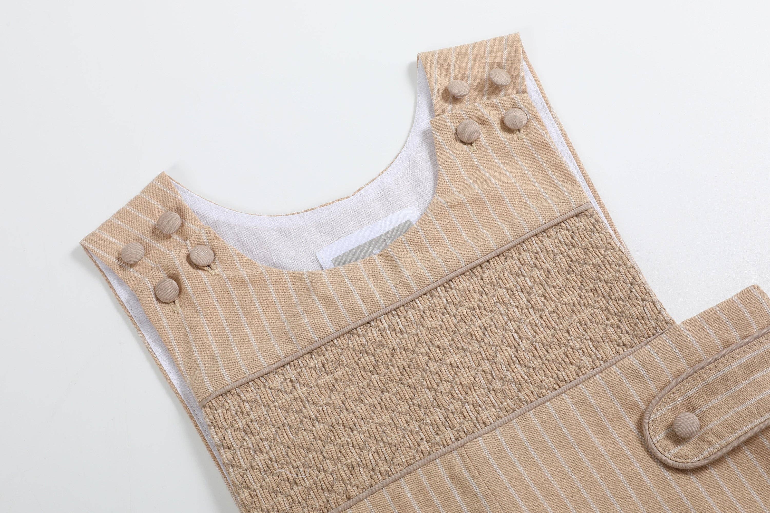 Lil Cactus - Vendita all'ingrosso Tutina - Neonati - Jon Jons a righe marrone chiaro con smock5