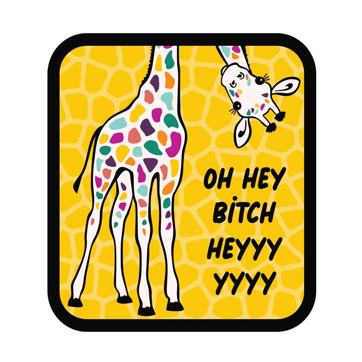 Autocolante de Vinil de Alta Qualidade de Girafa Engraçada a Praguejar por atacado de Juju and Moxie