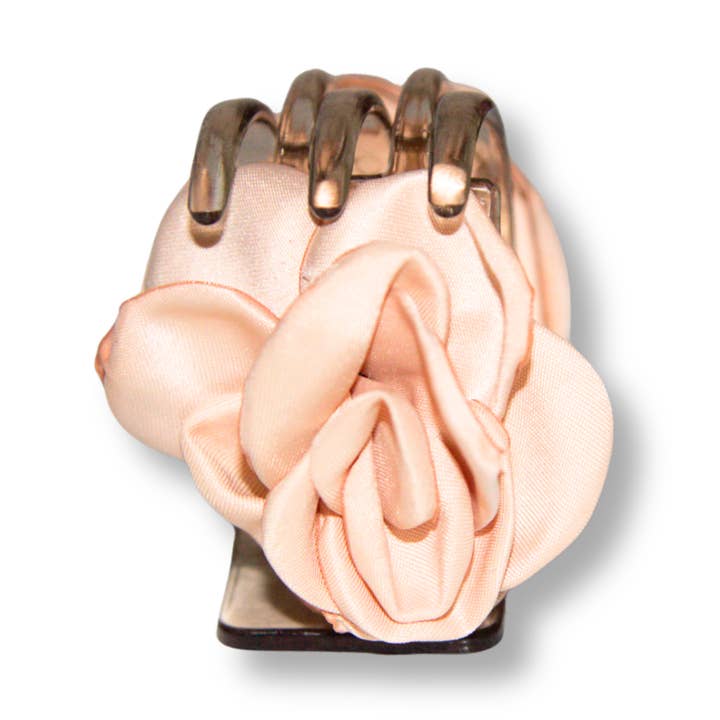 Petite Claw Clip With Clear Base and Floral Decal for wholesale by Nadora Iman