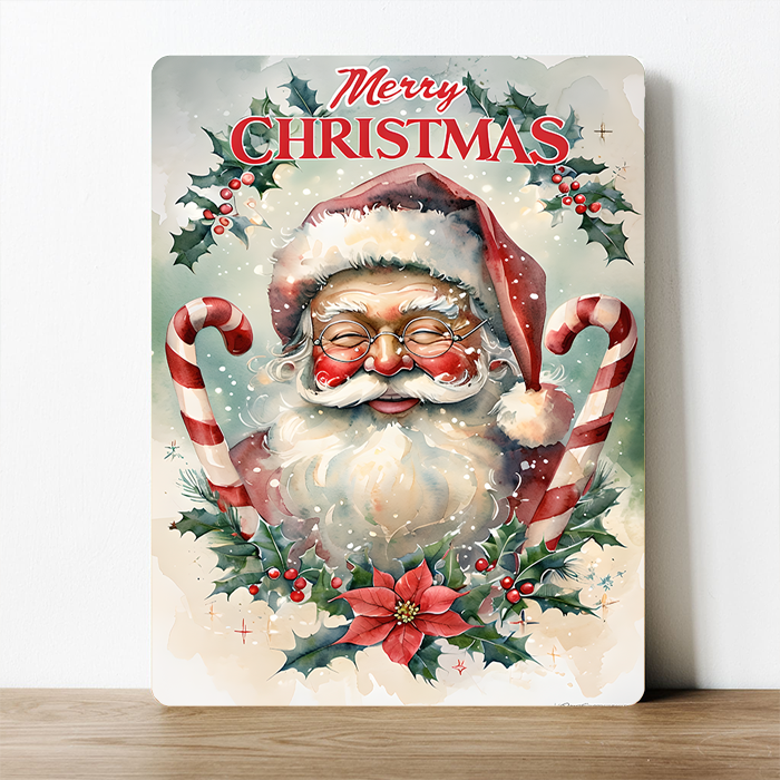 The British Metal Signs Company - Wholesale Christmas Wall Art - Merry Christmas Santa Candy Cane Holly Vintage Metal Sign0