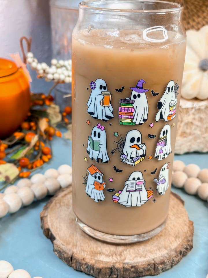 Ghost Readers 16oz & 20oz Halloween Bierblikglas voor wholesale door Curly Tailed Designs