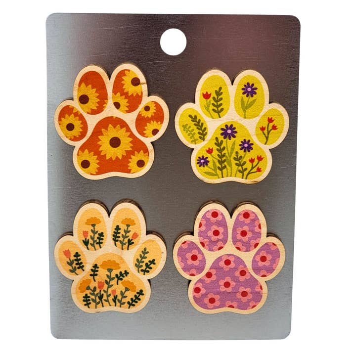 Driftless Studios - Wholesale Magnet - Summer Flowers Dog Paw Print Magnet Set - Home Decor