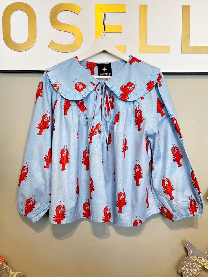 Roselle - Wholesale Blouse – Women’s - ROSELLE LALA BLOUSE LITTLE LOBSTER BLUE2