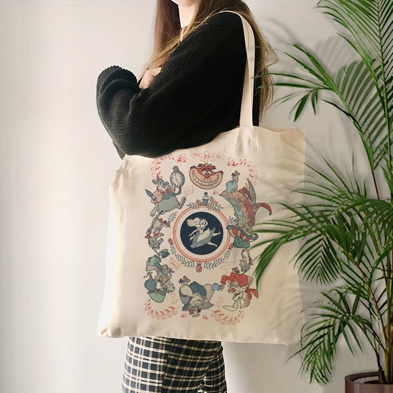 BEIGE Printed Durable Fashion Canvas Tote Bag for wholesale on Faire0