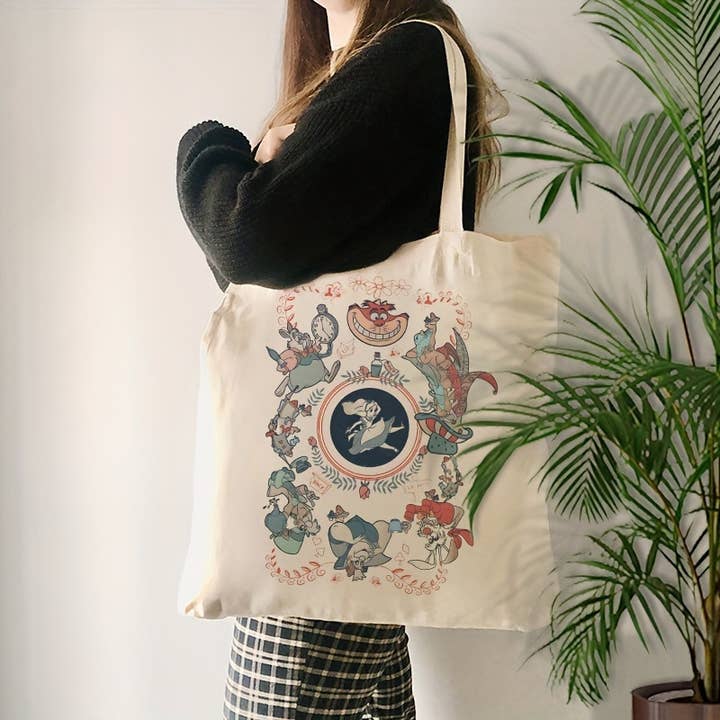 BEIGE Printed Durable Fashion Canvas Tote Bag for wholesale on Faire