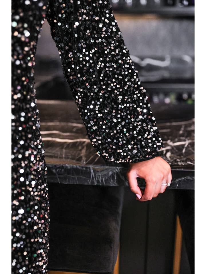 Old Flame Sequin Dress- Black for wholesale on Faire1