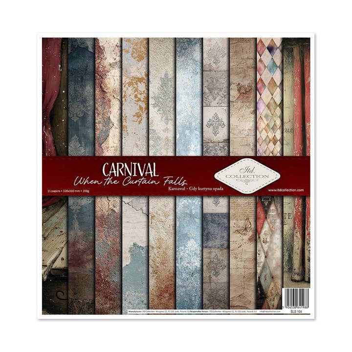 SLS-104 -set 11pcs 310x320mm/12,2x12,6 in -Carnival Masquera for wholesale by ITD Collection