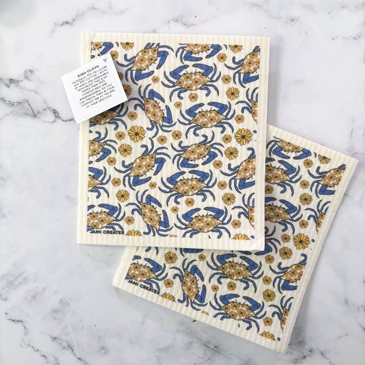 Jami Creates - Wholesale Dishcloth - Maryland Blue Crab Swedish Dish Cloth2