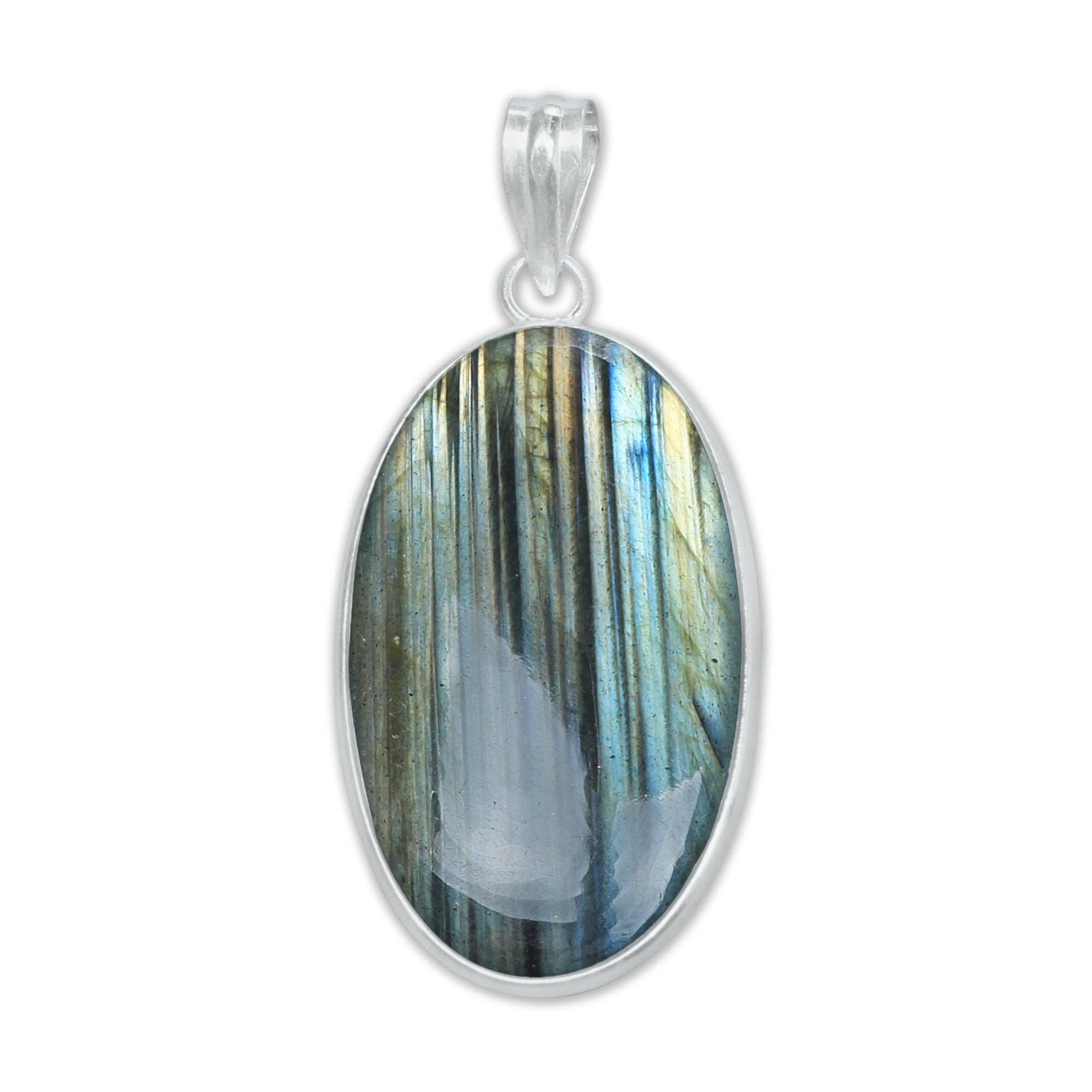 Handmade Jewels - Wholesale Individual Charm/Pendant - Labradorite Minimalist Pendants -  Handmade, Silver-Plated Brass, Wholesale23