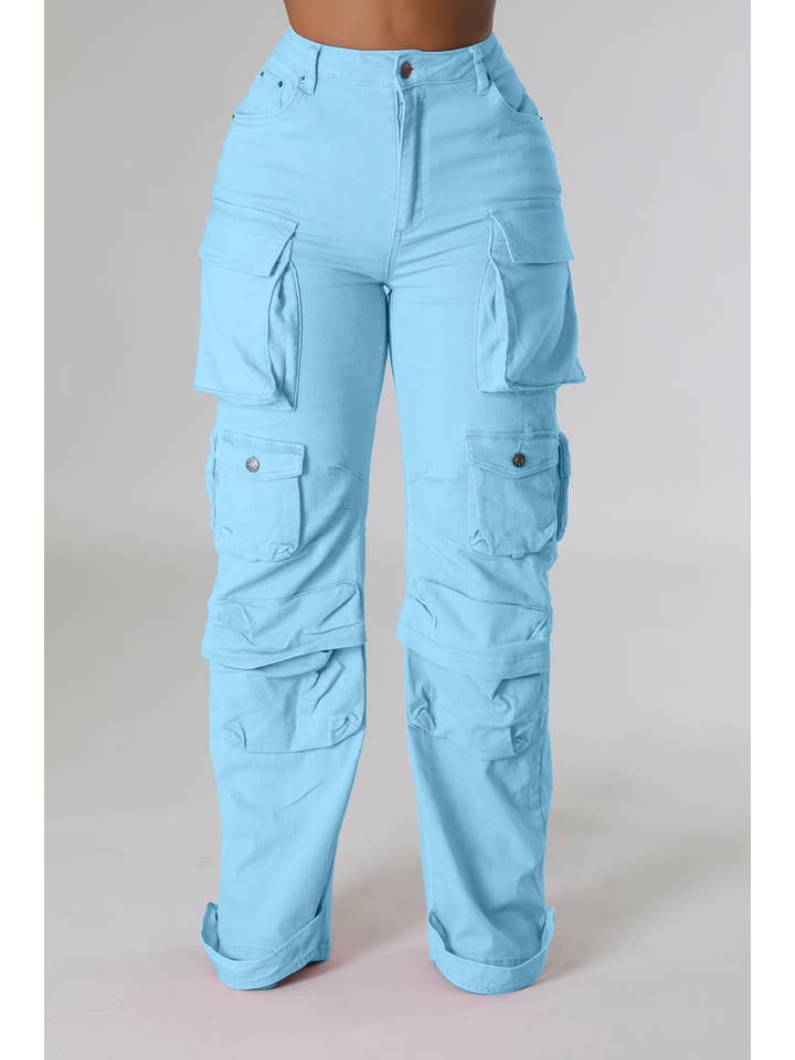 5besties inc - Wholesale Pants - Women's - MULTI POCKET FRONT DENIM CARGO PANTS