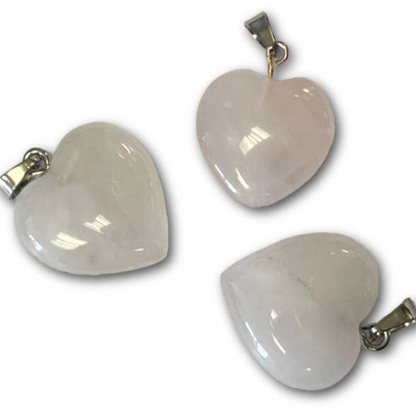 Rose Quartz Heart Pendants for wholesale by Crystal Magick Wholesale Ltd
