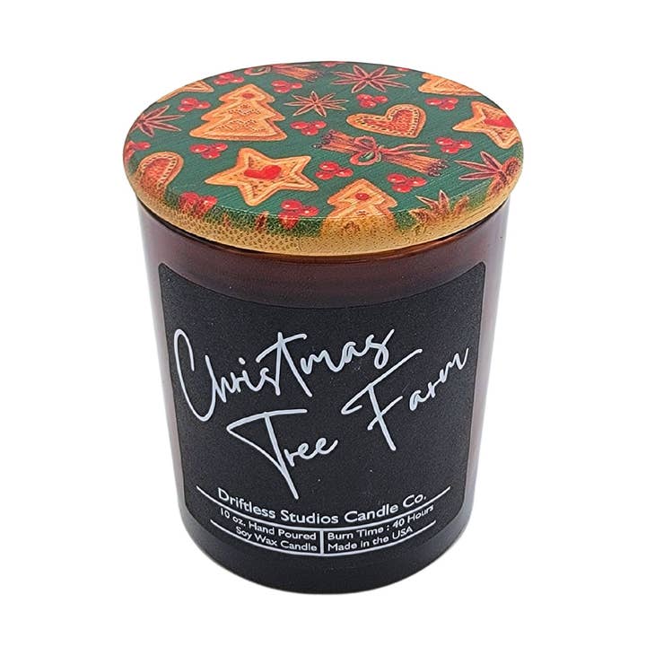 Christmas Cookies Pattern Lid - Soy Wax Holiday Candles for wholesale by Driftless Studios