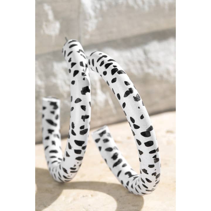 Dalmatian Wood Hoop Earrings for wholesale on Faire1