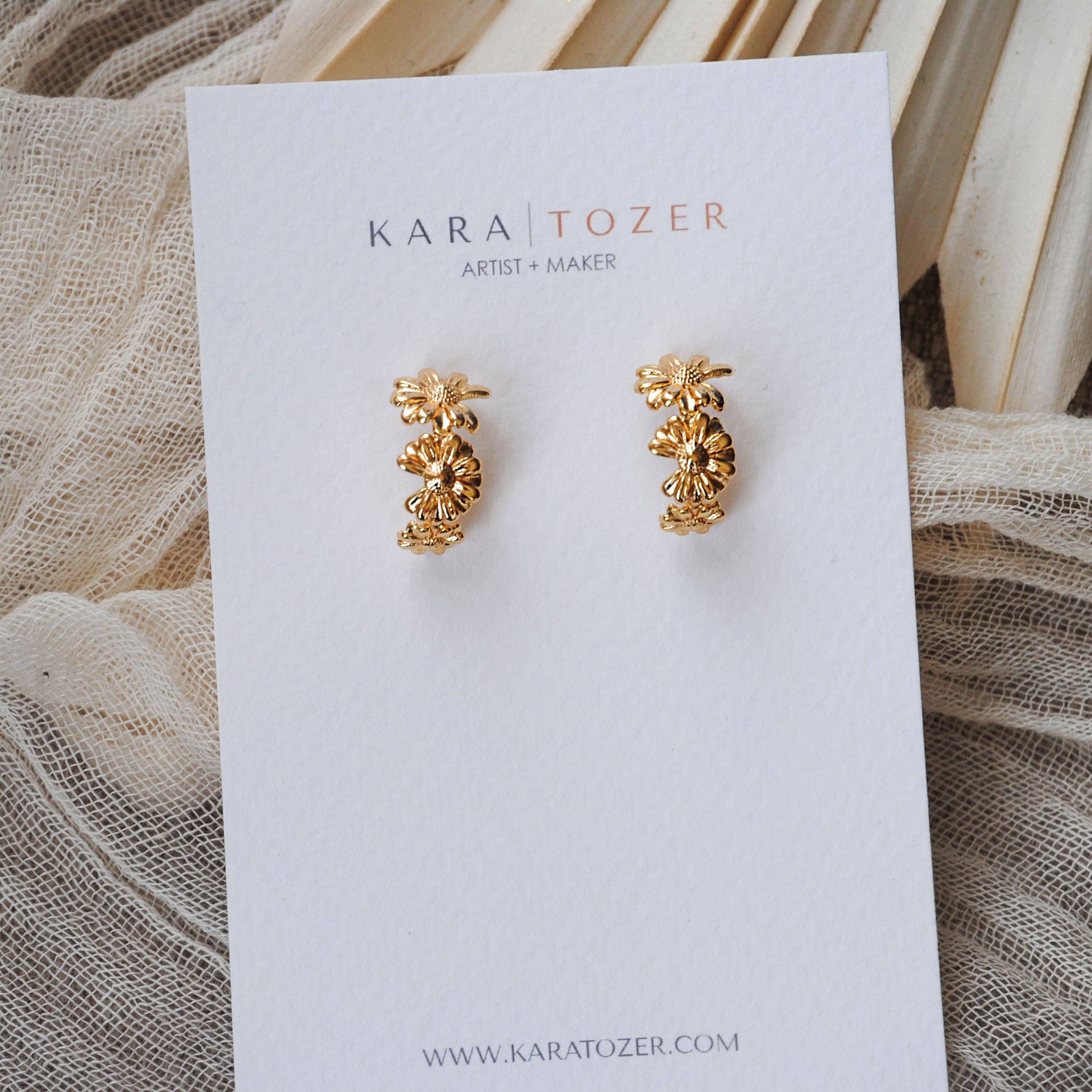 KARA | TOZER - Wholesale Hoop Earrings - Gold Floral Hoop Earrings3