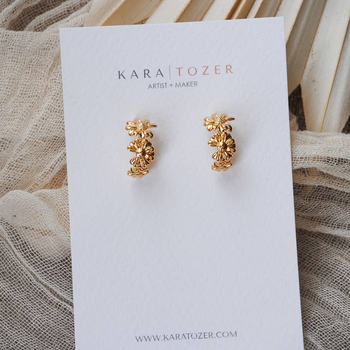 KARA | TOZER - Wholesale Hoop Earrings - Gold Floral Hoop Earrings3