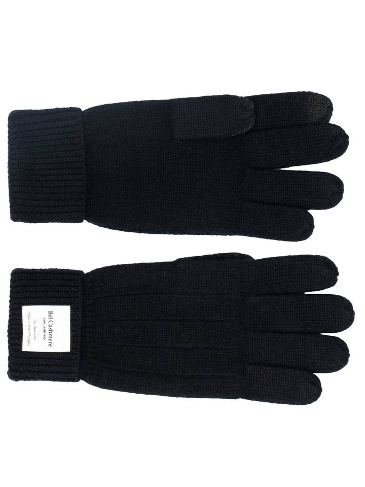 Herrehandsker med dobbelt manchet i sort for engroshandel hos Bel Cashmere S.C.