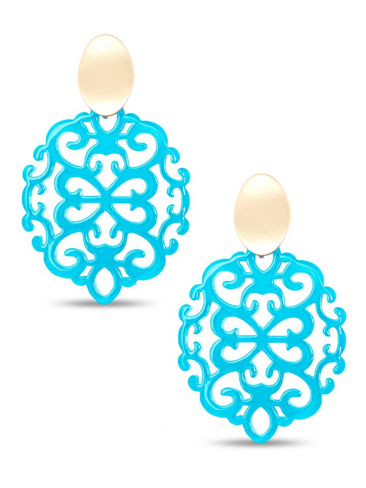 Modern Damask Pattern Resin Drop Earring for wholesale by ZENZII Jewelry