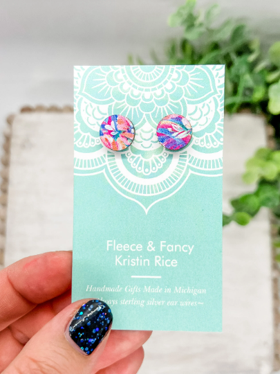 Fleece & Fancy - Wholesale Stud/Post Earrings - Laser Cut Preppy Floral Stud Earrings0